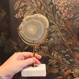 Agate Slice on Marble Stand
